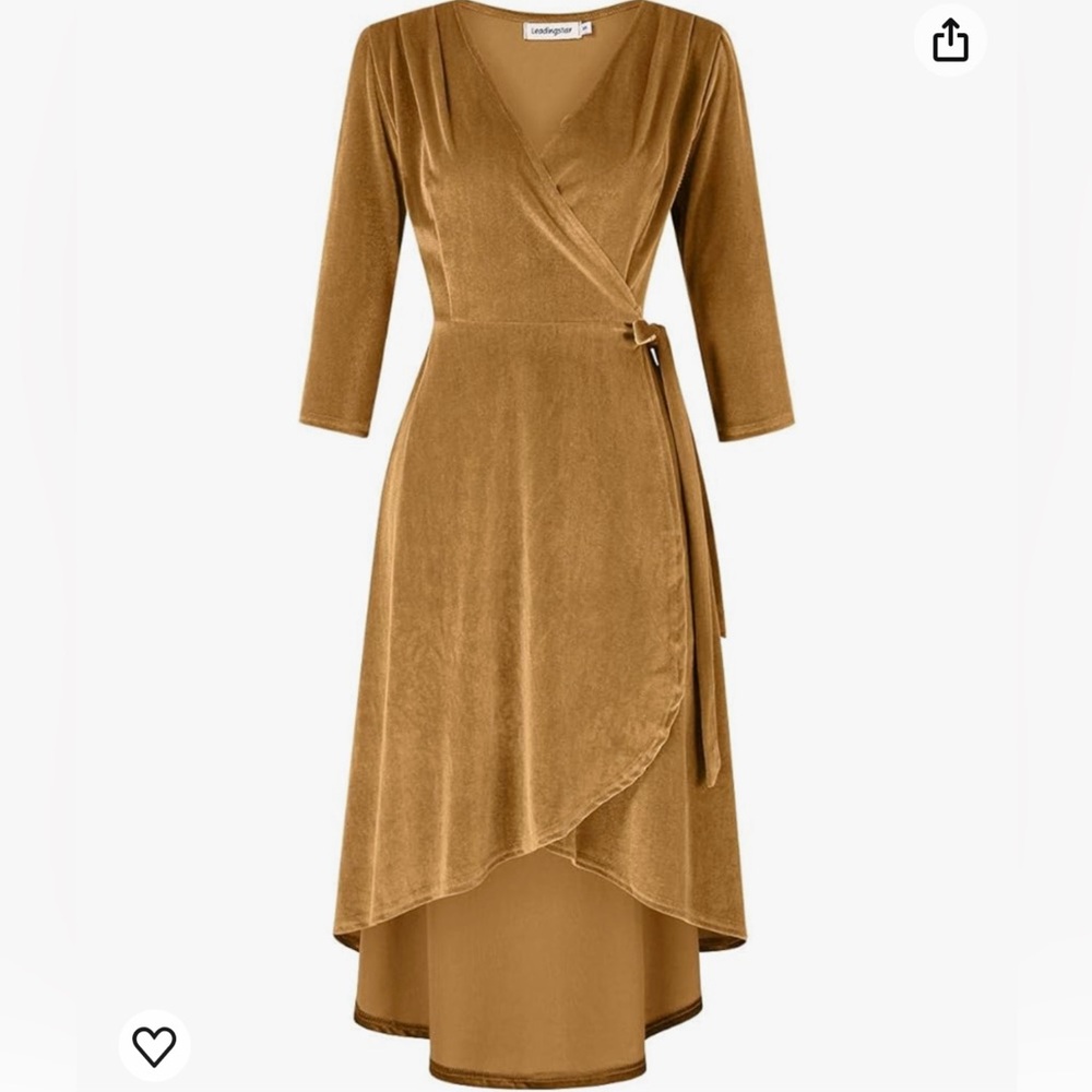 Gold Velvet Wrap Dress